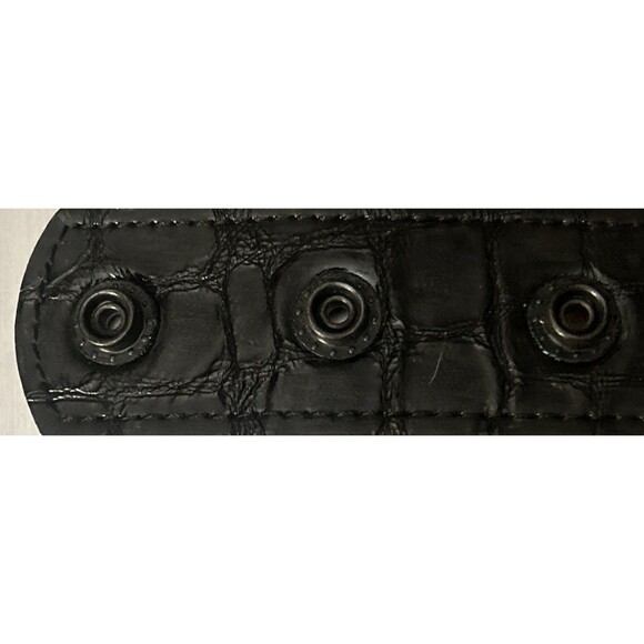 Vintage Sonia Daniel Honolulu Crystal Belt Black Croc Embossed Leather Silver